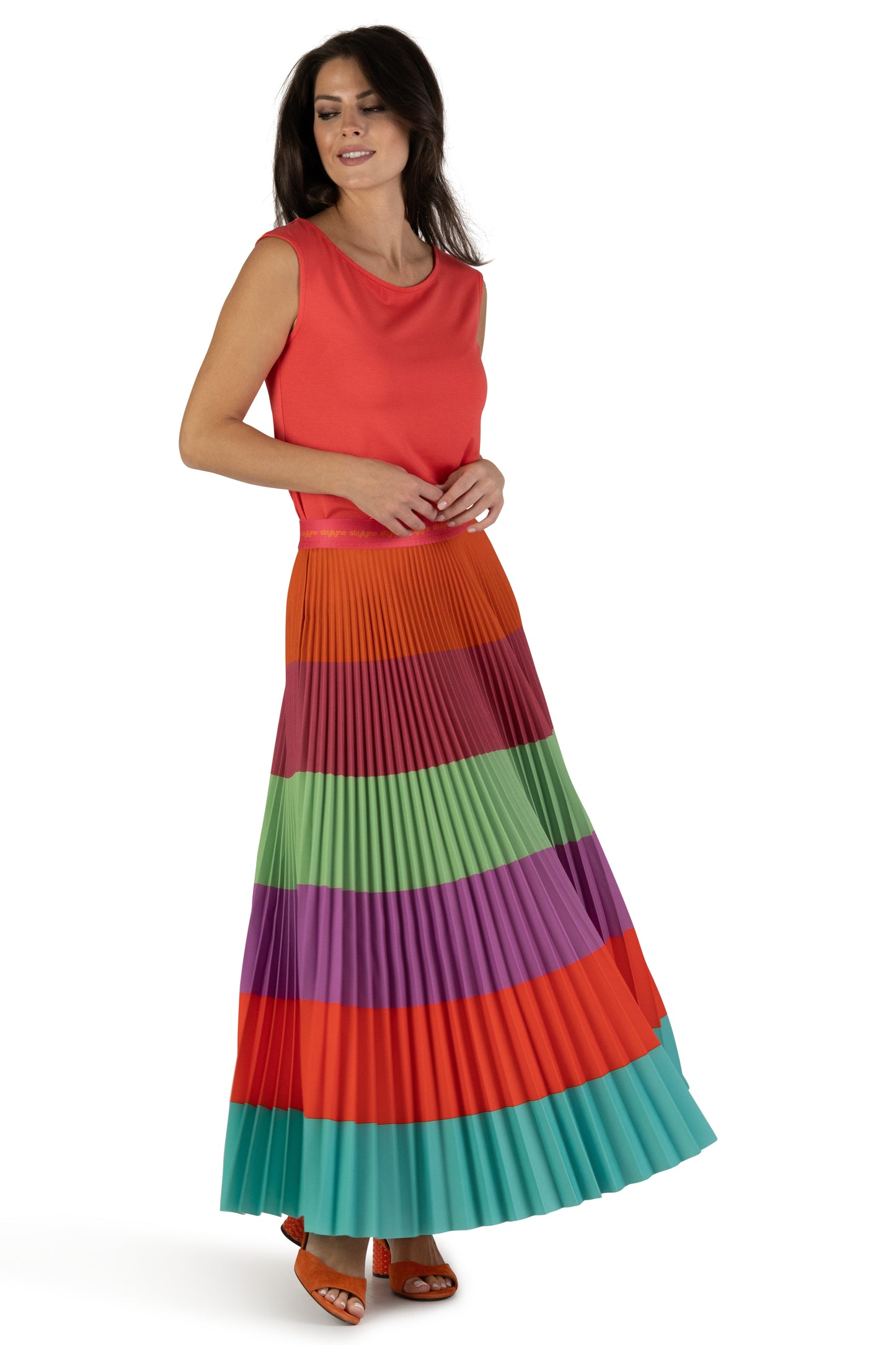 Summer Sorbet Long Pleated Skirt