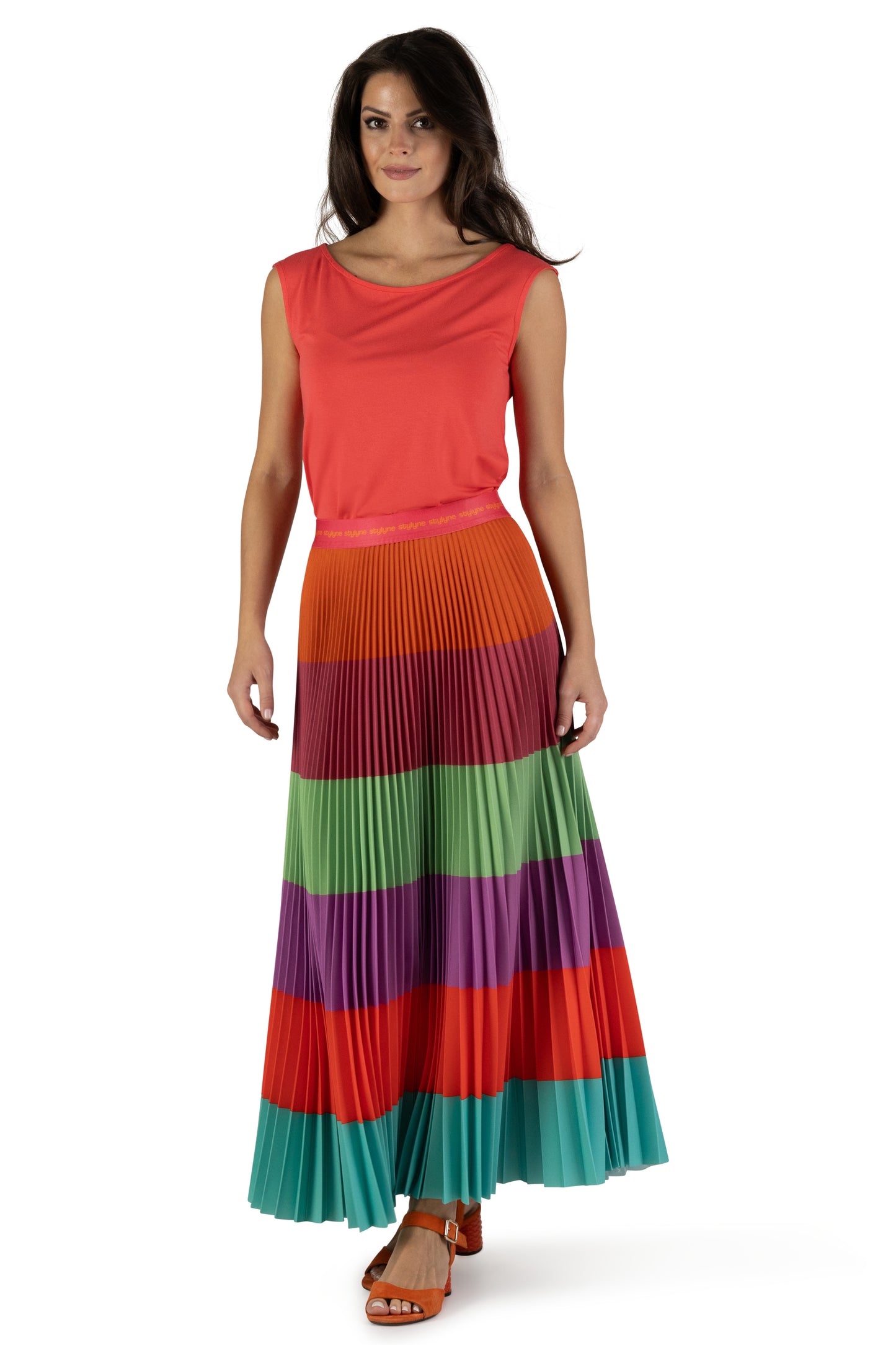 Summer Sorbet Long Pleated Skirt