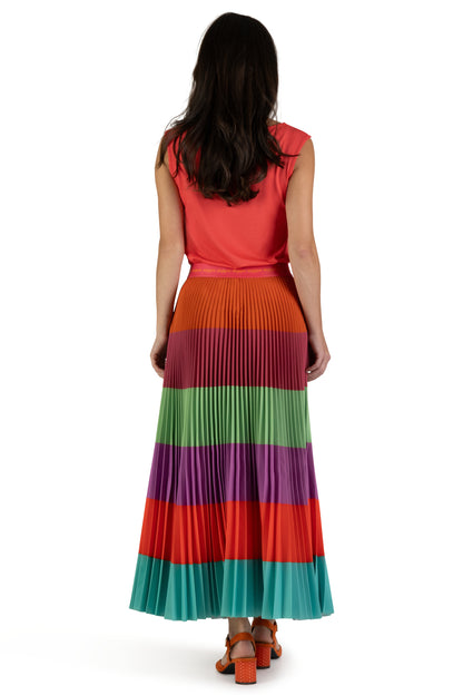 Summer Sorbet Long Pleated Skirt