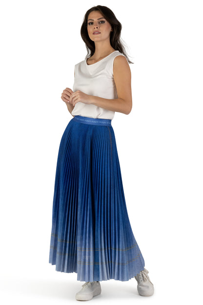 Denim Wannabe Long Pleated Skirt