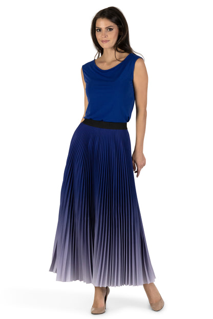 Purple Ink Long Pleated Skirt