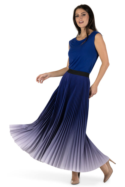 Purple Ink Long Pleated Skirt