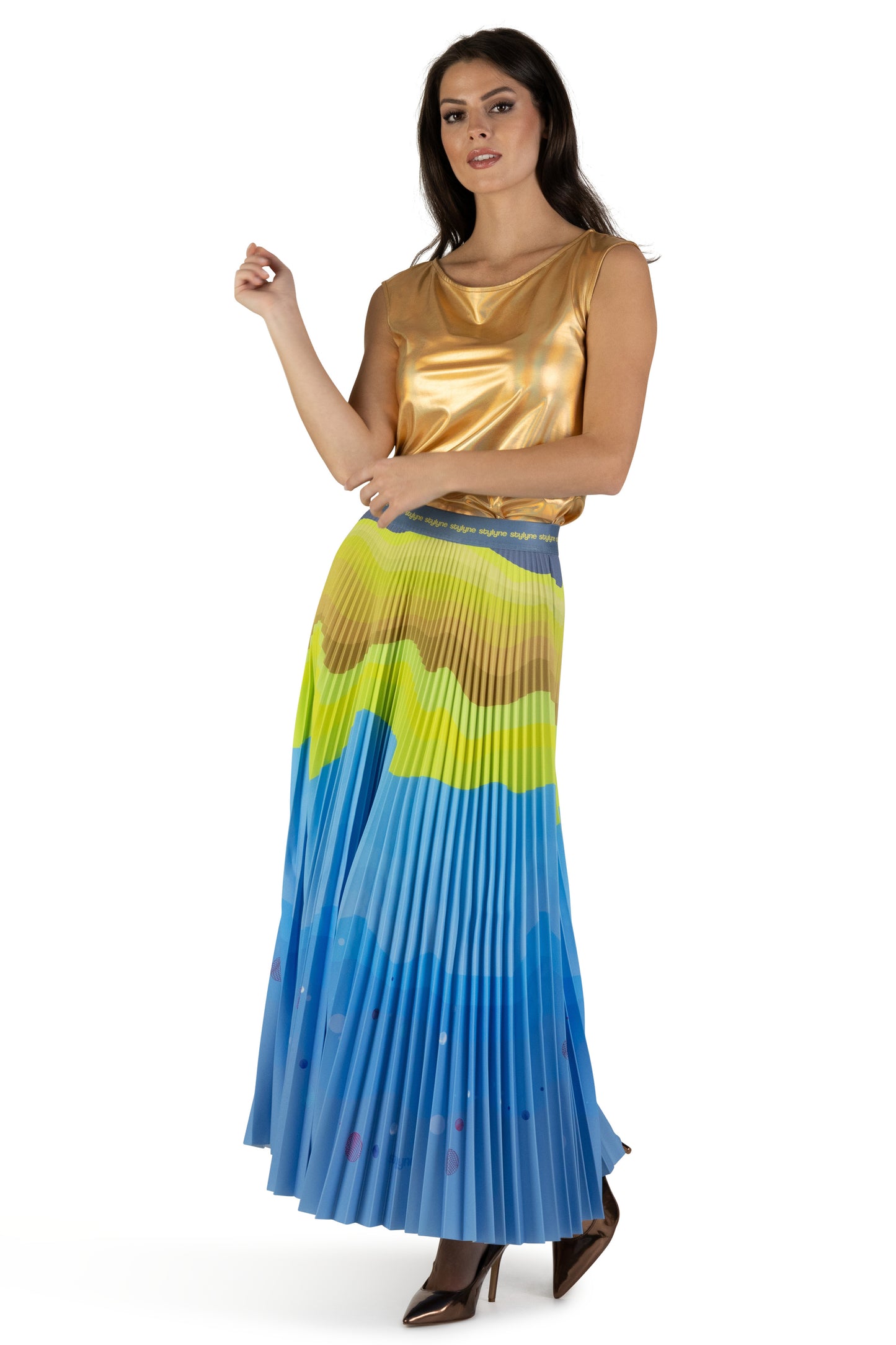 Copacabana Delight Long Pleated Skirt