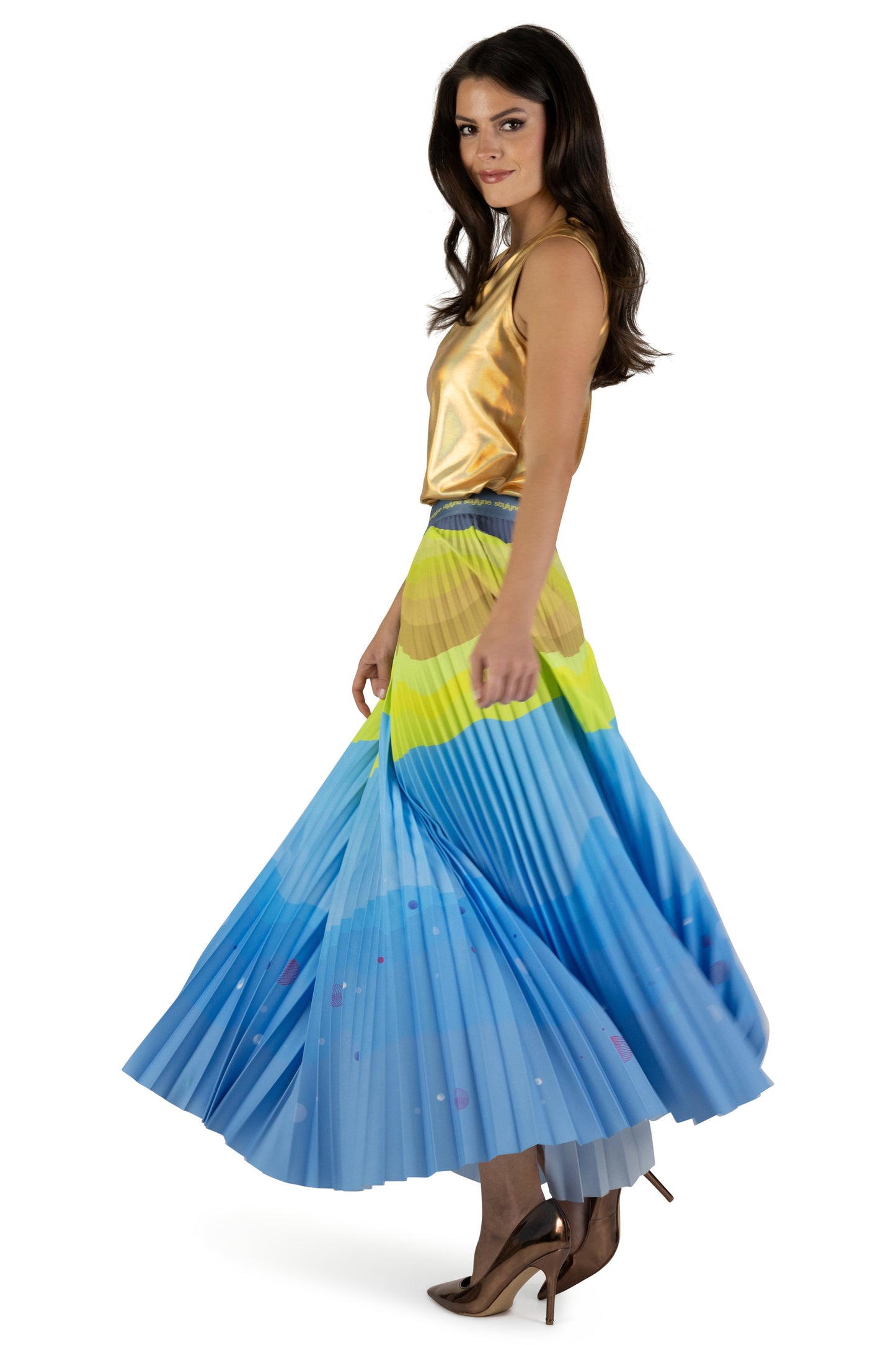 Copacabana Delight Long Pleated Skirt