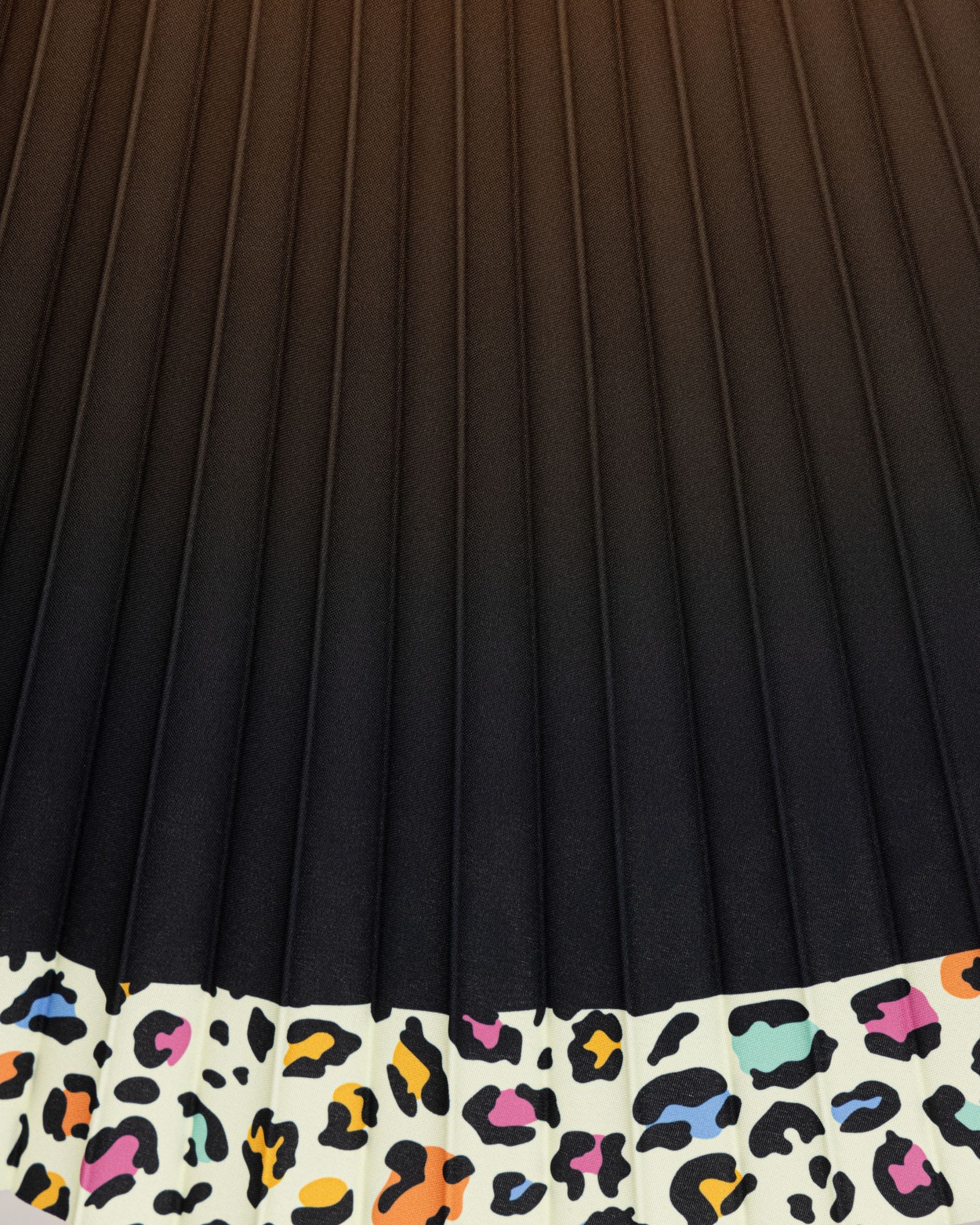 White Leopard Long Pleated Skirt