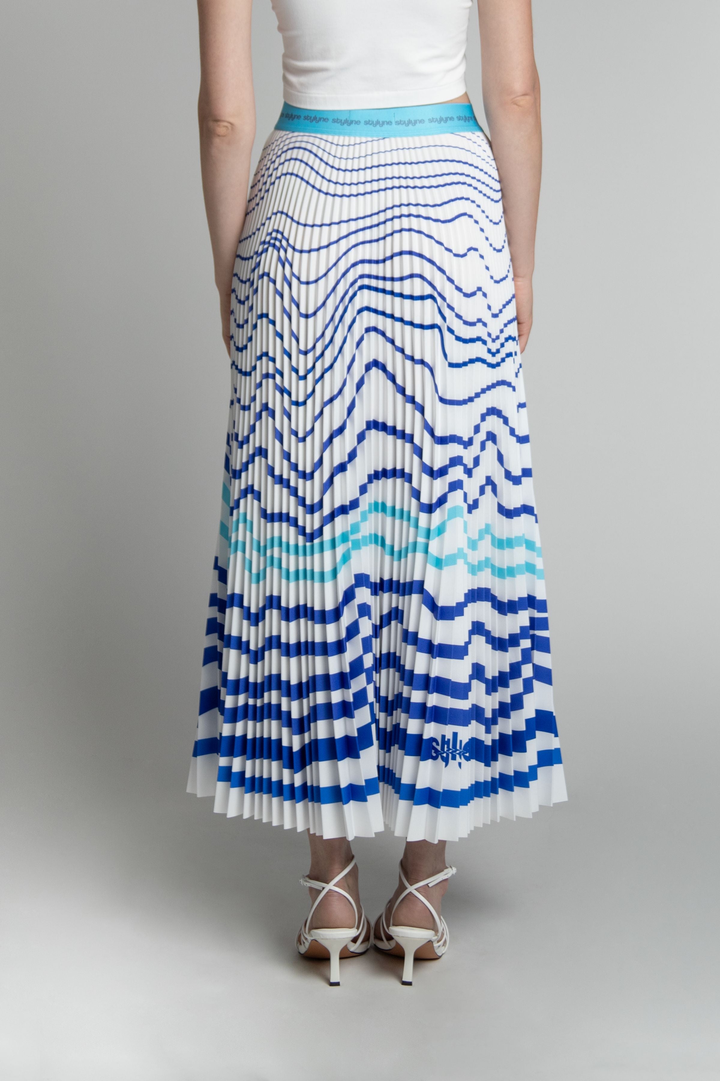 Arctic Ocean Long Pleated Skirt