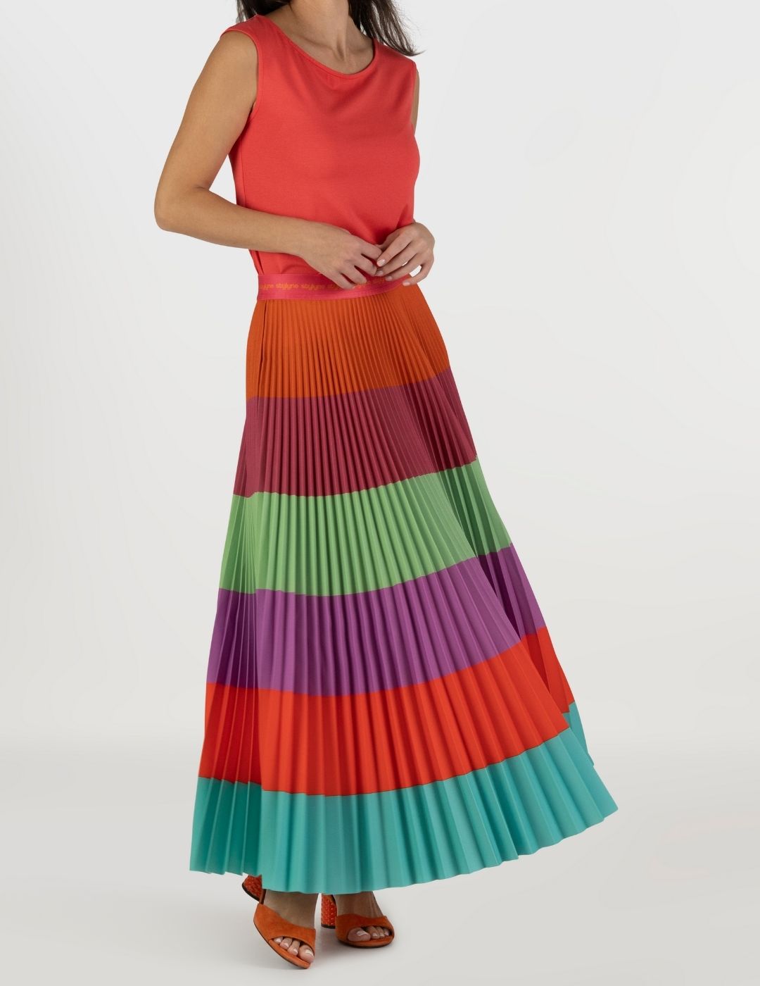 Summer Sorbet Long Pleated Skirt