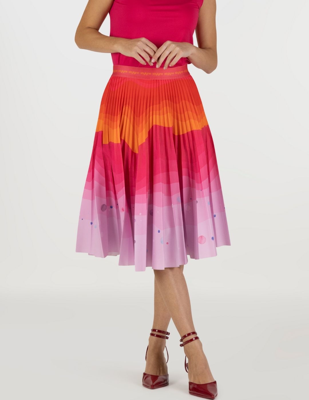 Tangerine Dusk Medium Pleated Skirt