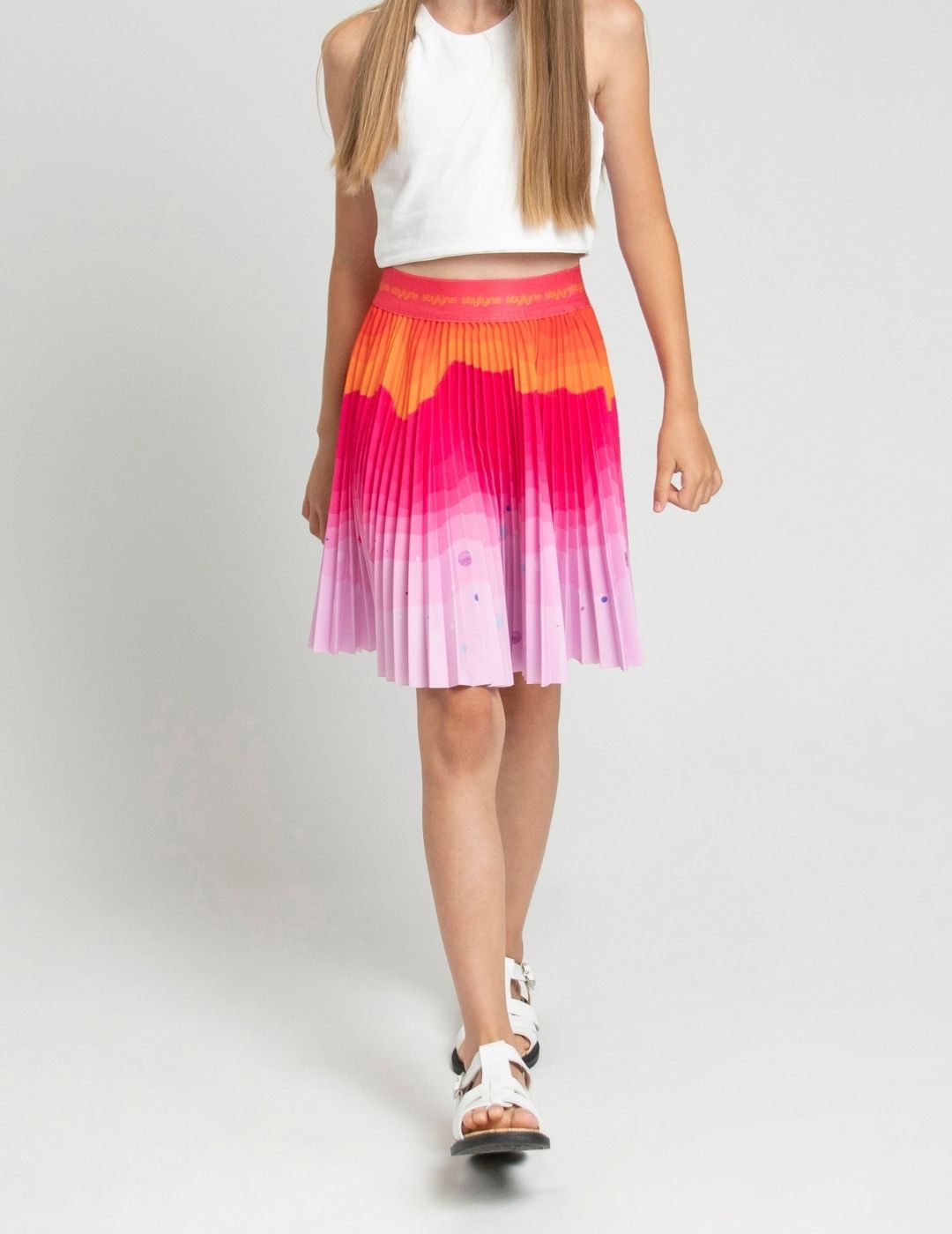 Tangerine Dusk Children's Short Pleated Skirt