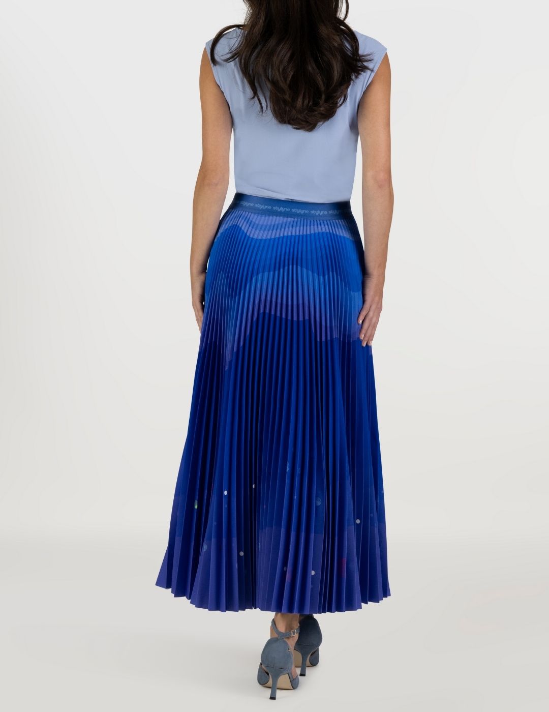 Ocean Deep Long Pleated Skirt
