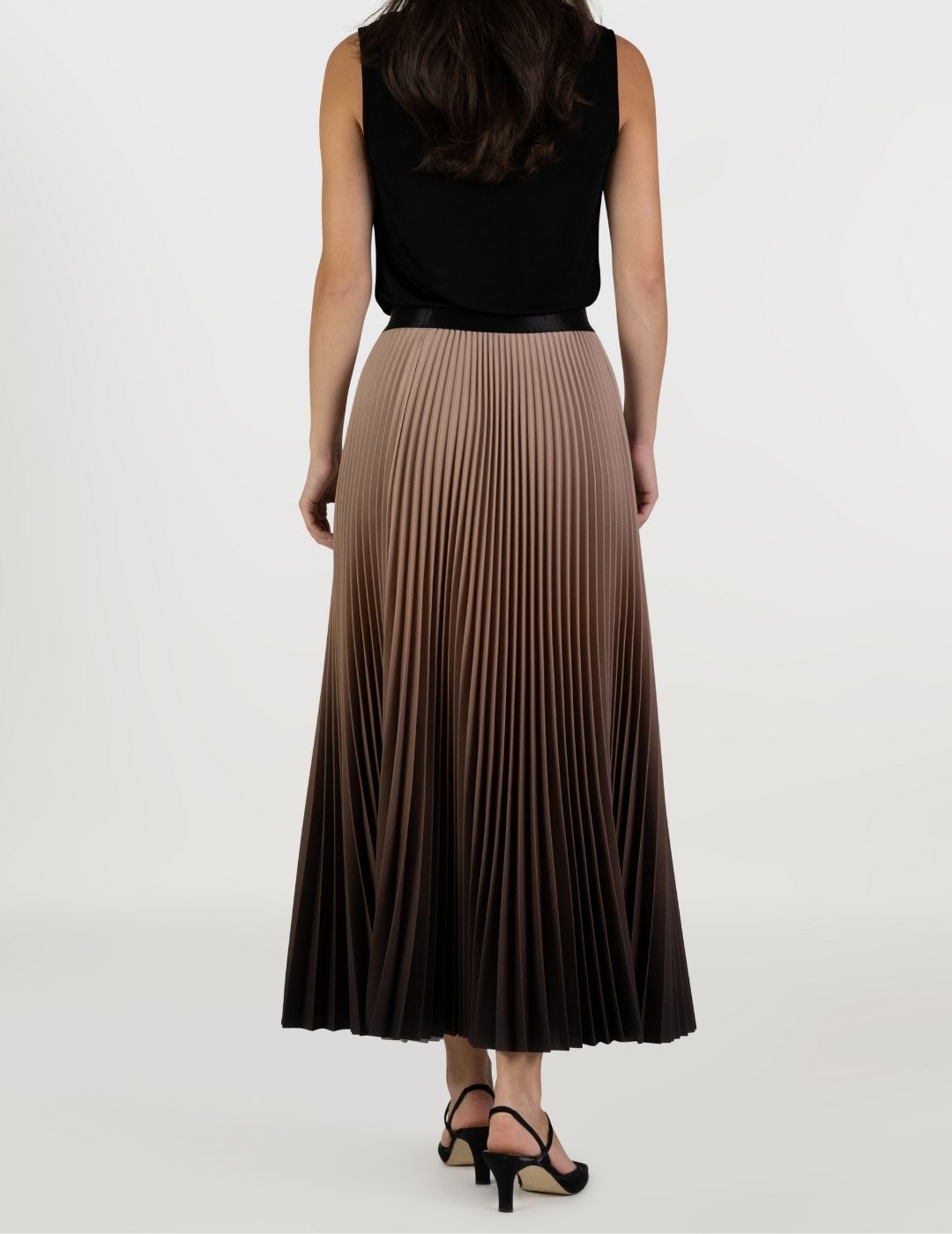 Mocha Long Pleated Skirt