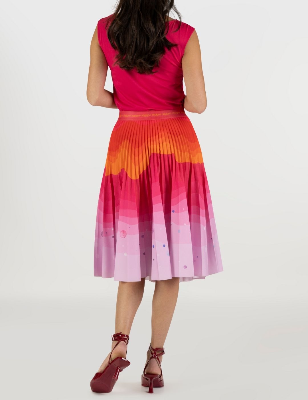 Tangerine Dusk Medium Pleated Skirt