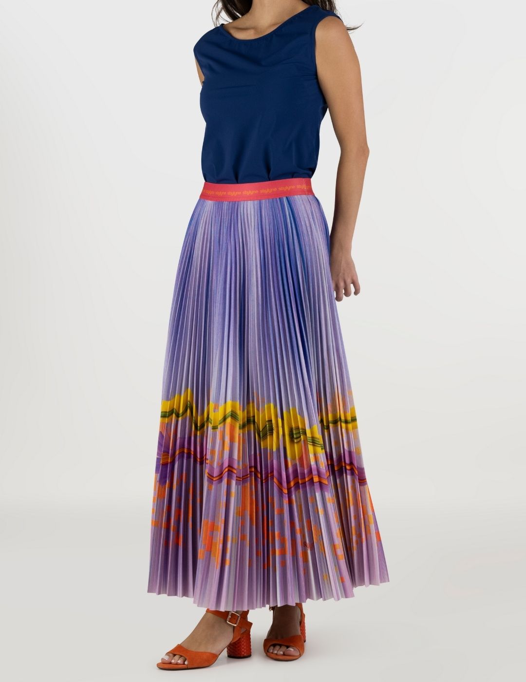 Autumn Violet Long Pleated Skirt
