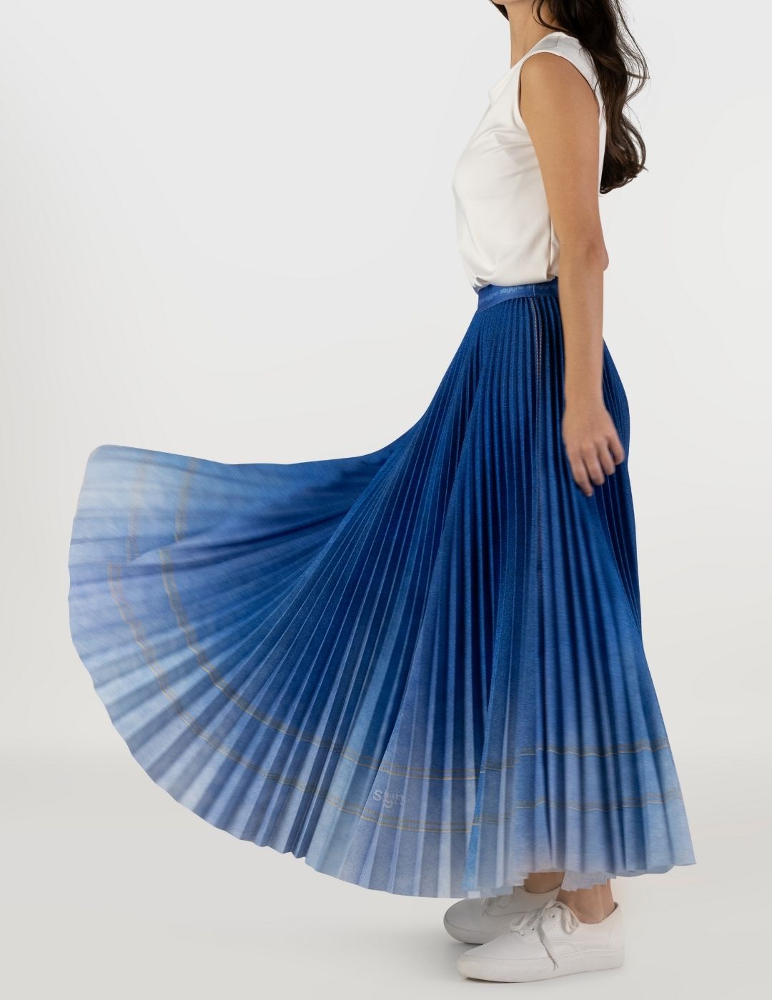Denim Wannabe Long Pleated Skirt