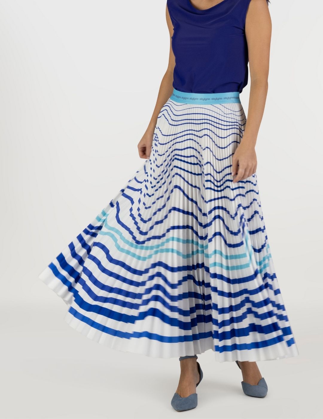 Arctic Ocean Long Pleated Skirt