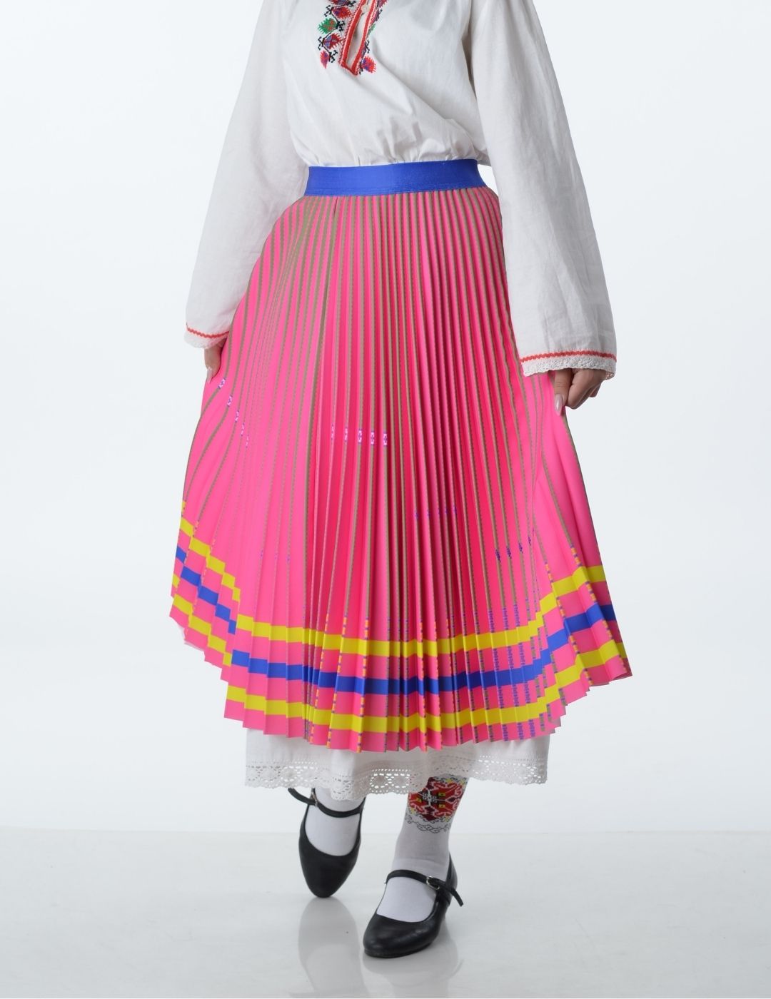 Bulgarian Pink Heritage Pleated Skirt