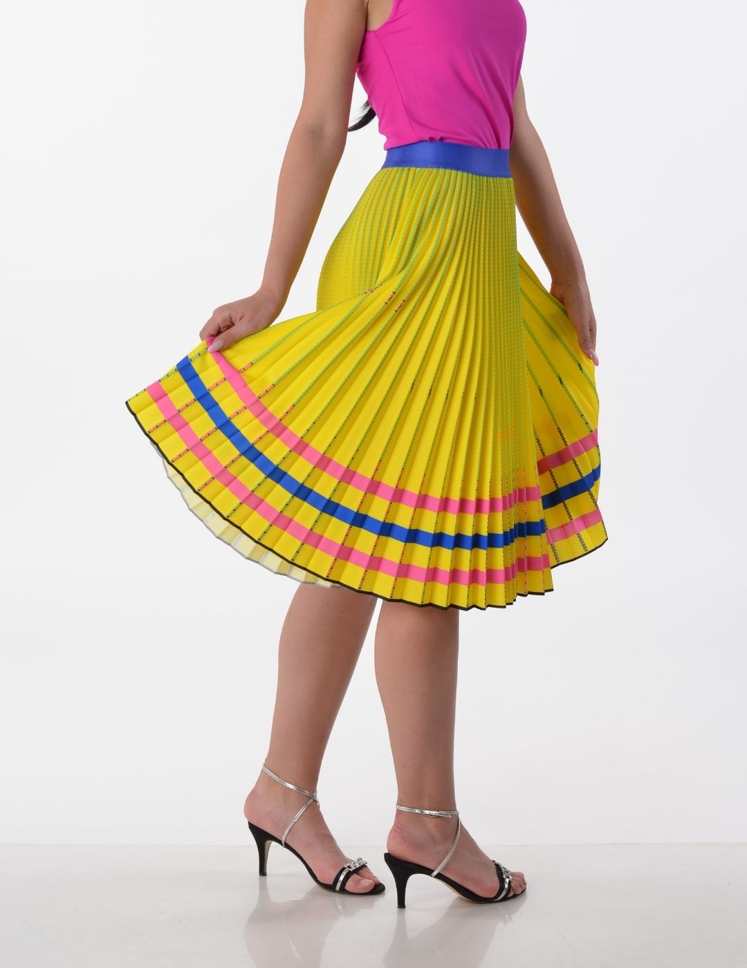 Bulgarian Heritage Pleated Skirt in Yellow