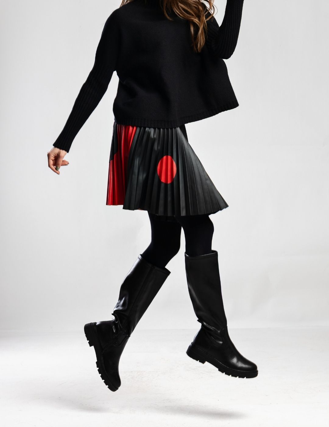 Ladybug Faux Leather Short Pleated Skirt