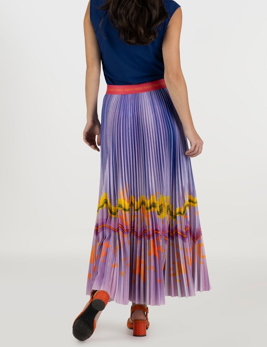 Autumn Violet Long Pleated Skirt