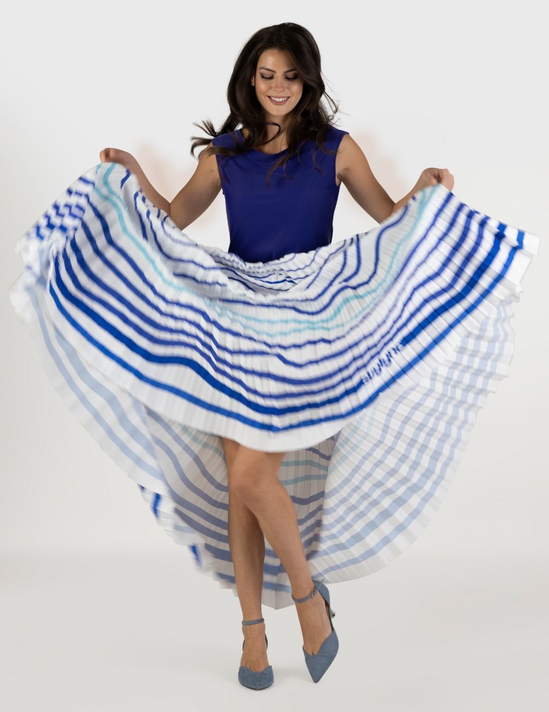 Arctic Ocean Long Pleated Skirt