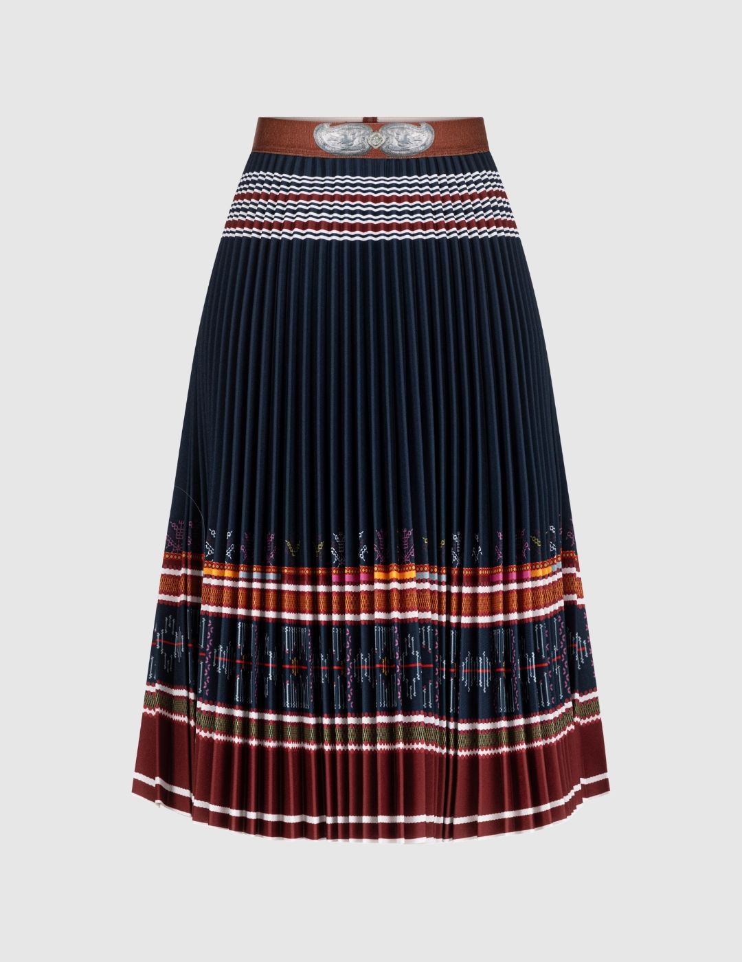 Bulgarian Heritage Pleated Skirt in Dark Blue