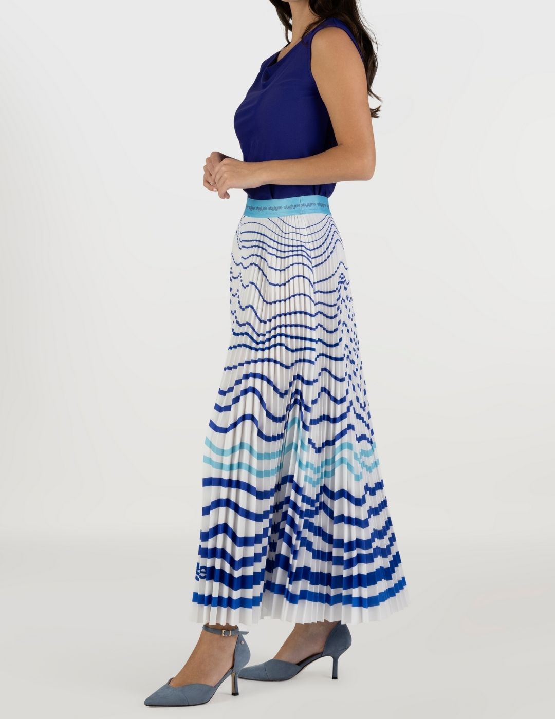Arctic Ocean Long Pleated Skirt