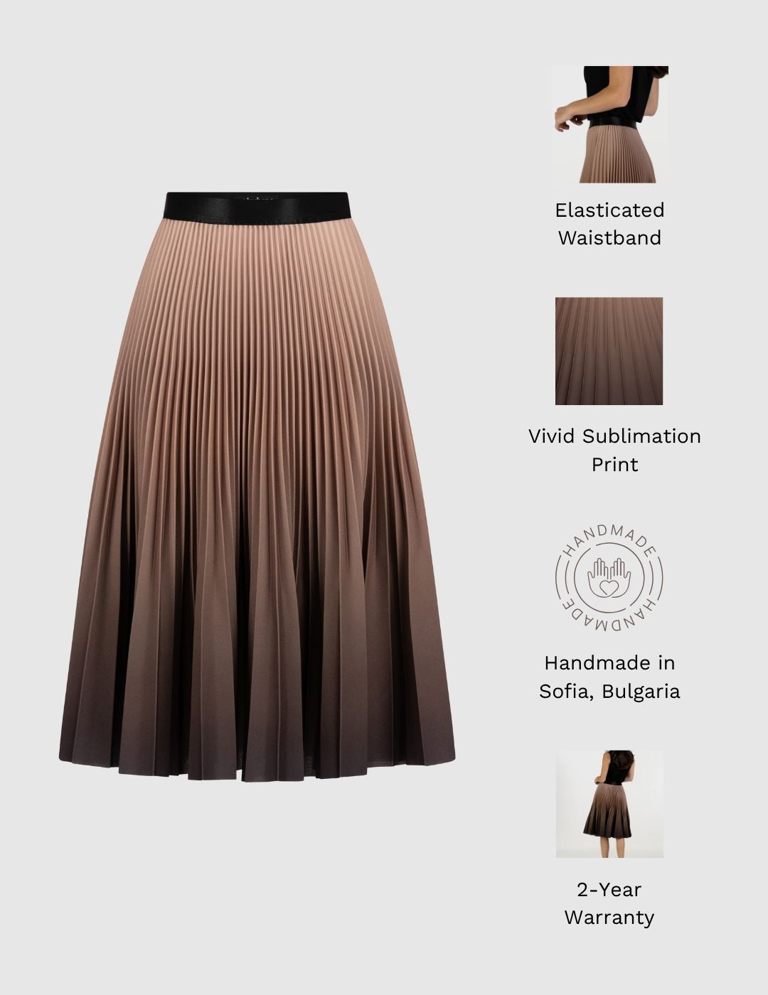 Mocha Medium Pleated Skirt