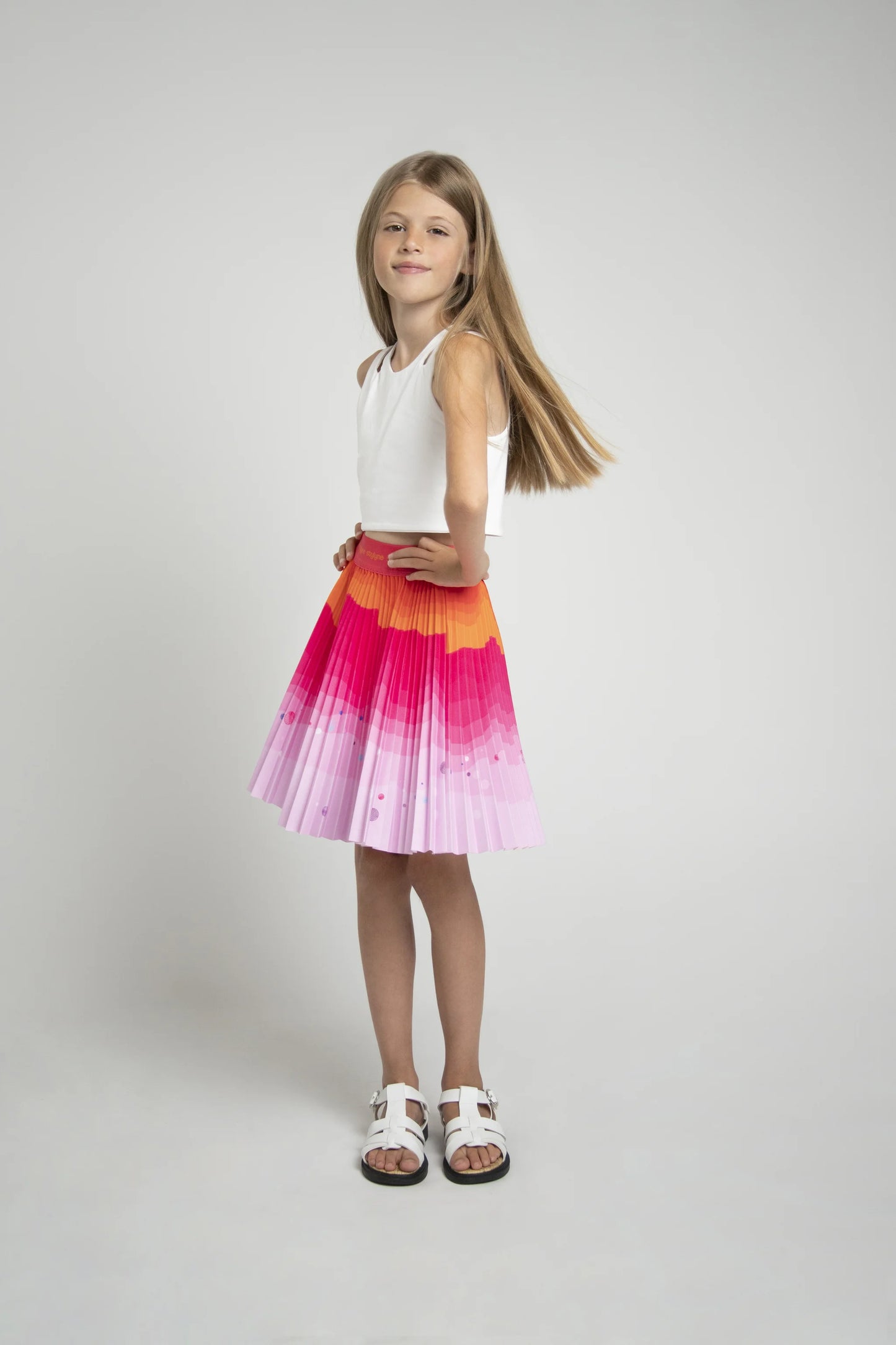 Tangerine Dusk Kids Pleated Skirt