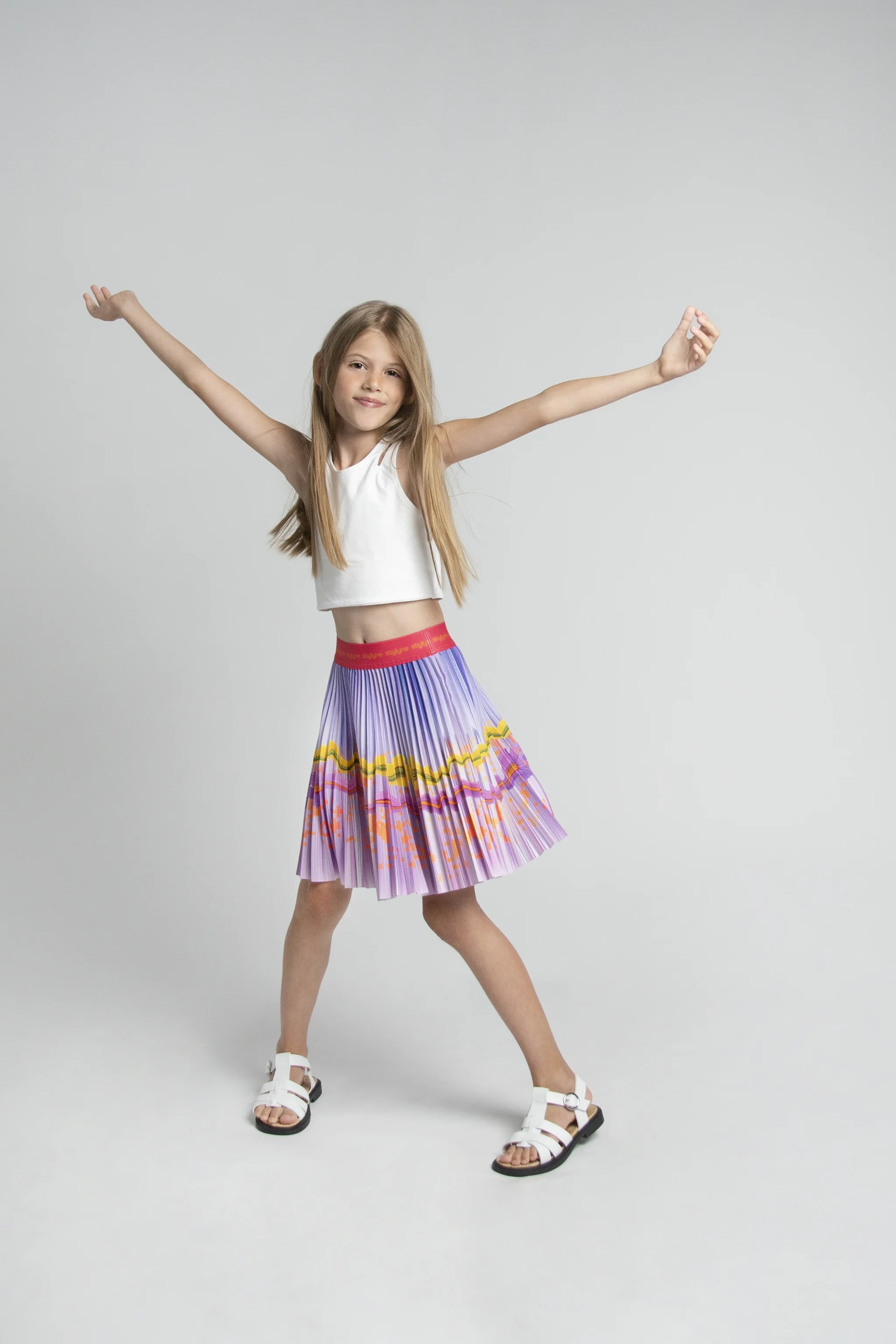 Autumn Violet Children's Short Pleated Skirt