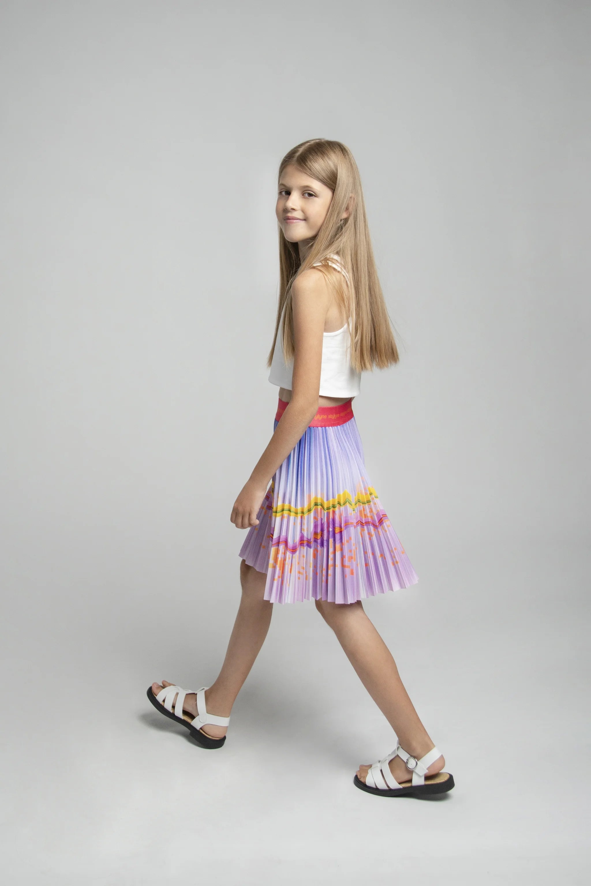 Autumn Violet Children's Short Pleated Skirt