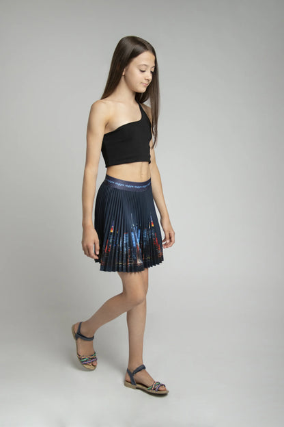 NY Skyline Kids Pleated Skirt