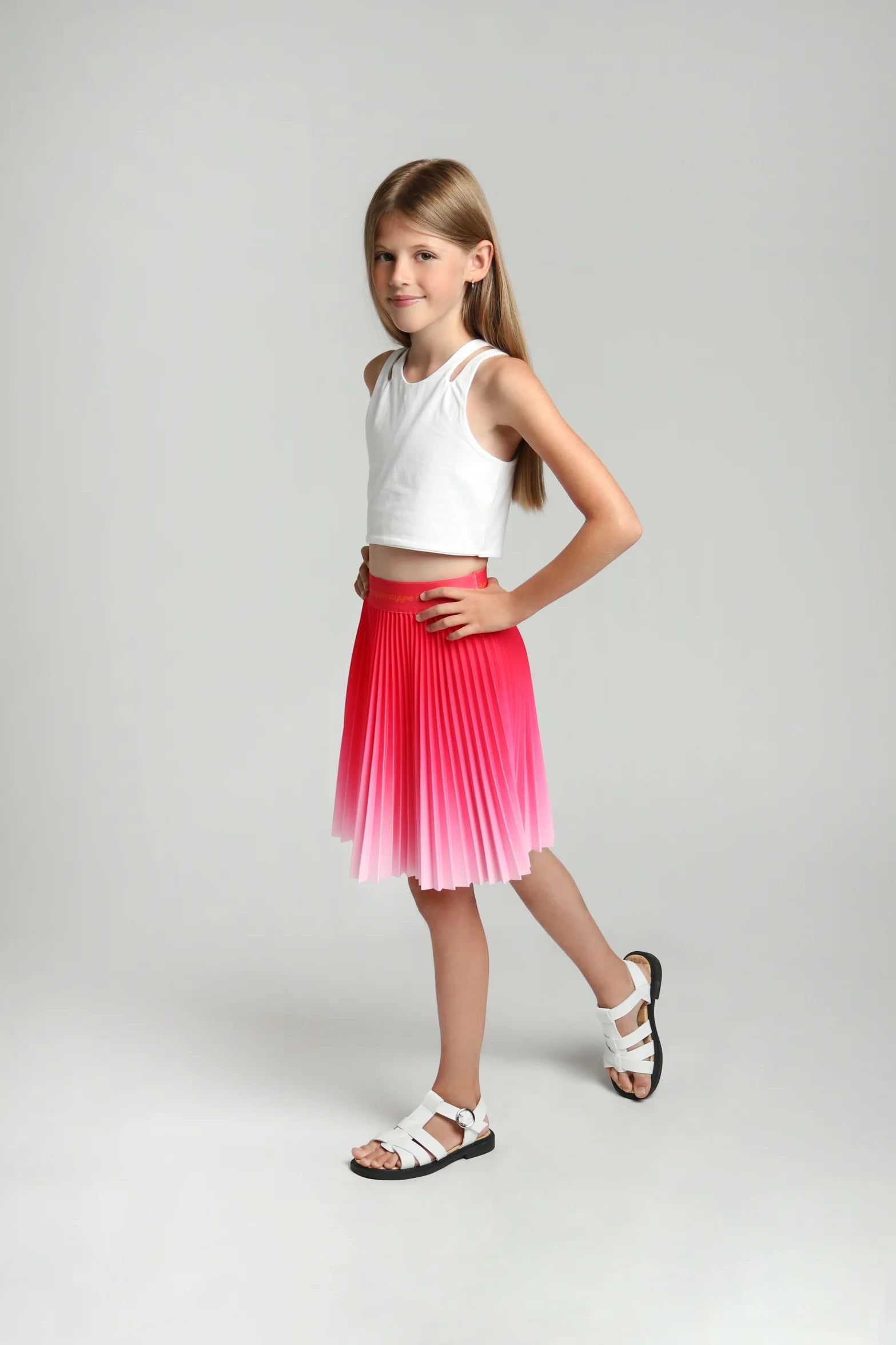 Pony Pink Ombre Children's Short Pleated Skirt