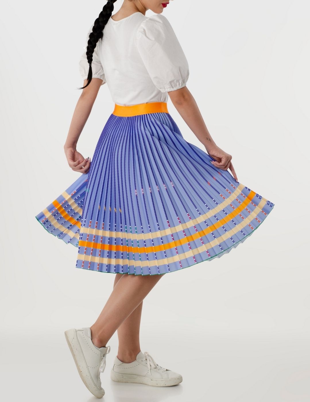 Bulgarian Heritage Pleated Skirt in Lilac