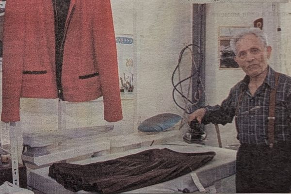 Georgi Angelov working with a pleated garment